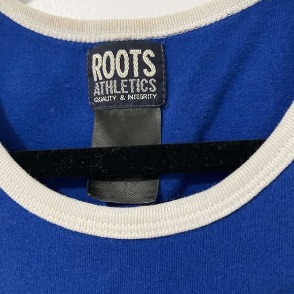 Roots Athletics Jersey Tank Top Patch Graphic Blue & White Muscle Tee - Picture 4 of 5